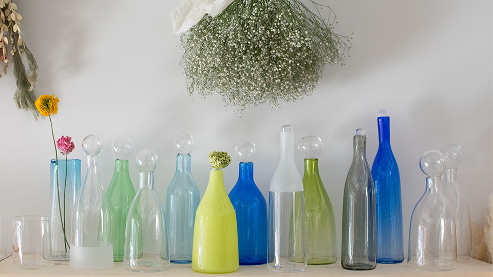 安達 寿英 toccio! glass works ガラス花瓶 パステルガラスフラワーベース