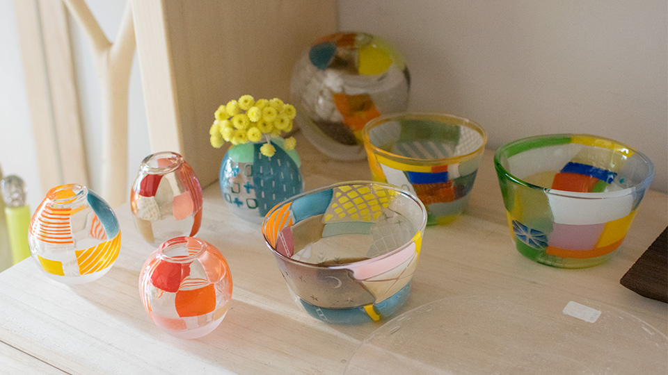 安達 寿英 toccio! glass works グラス パッチワークガラス