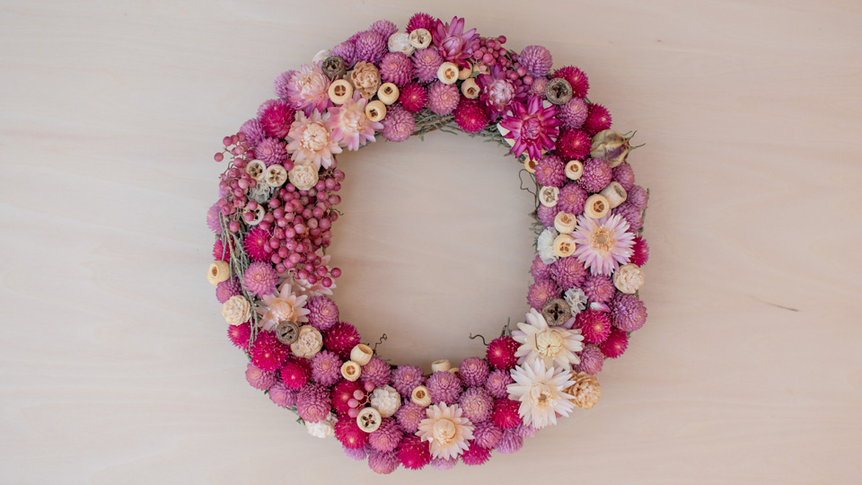Tida Flowerのドライフラワーリース。