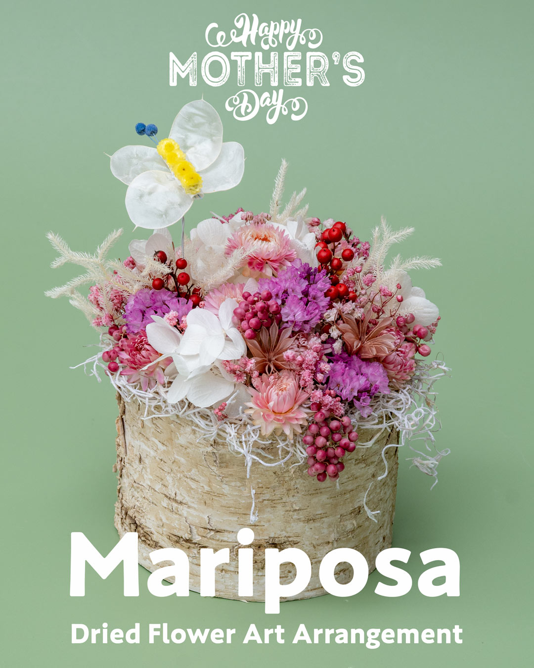 ⑧母の日ドライフラワー花束2025【白樺アレンジ】Mariposa